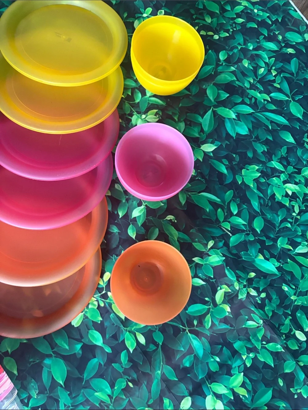 Colorful Lot of Plastic Party Serving Set - Pink, Orange & Yellow